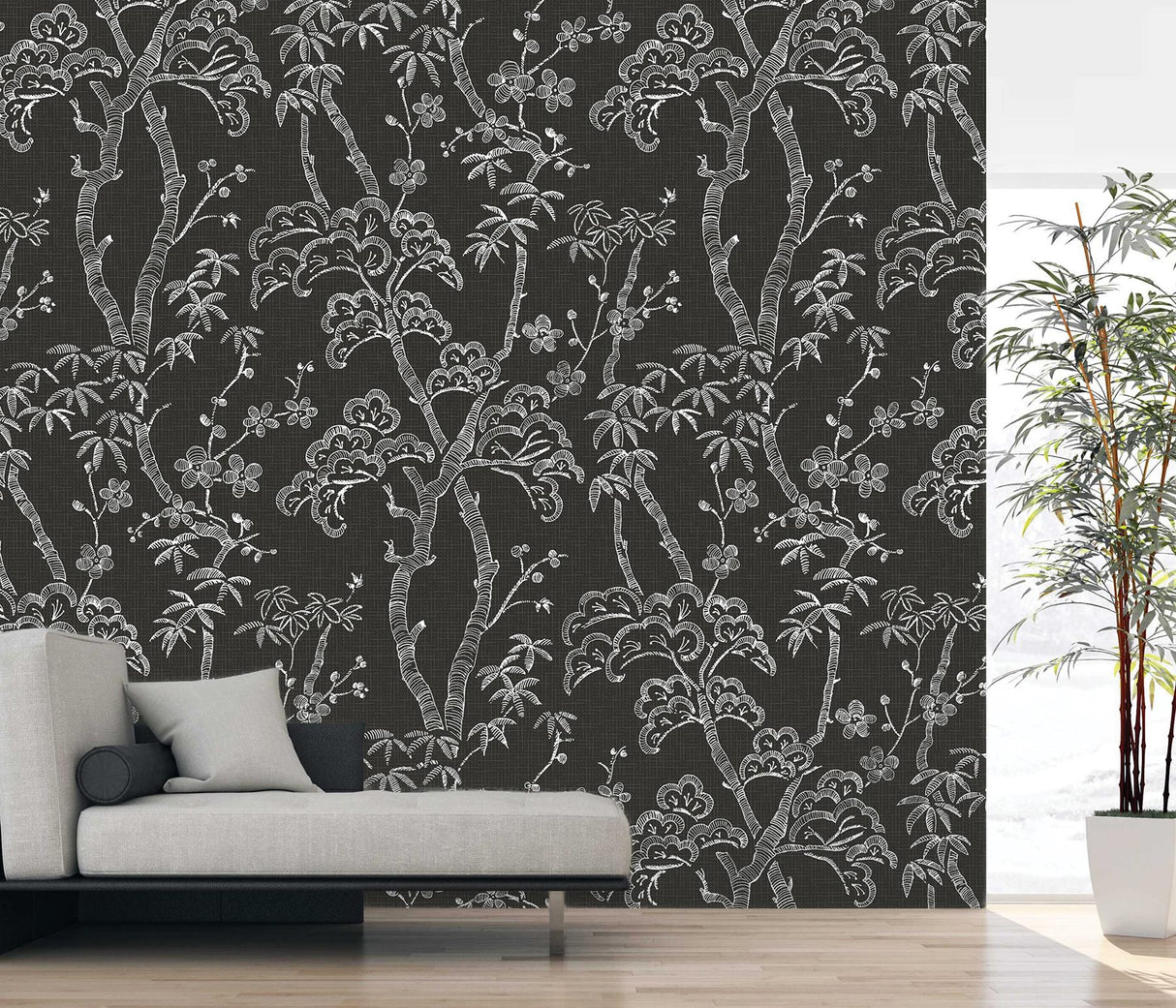 A-Street Prints Storybook Forest Charcoal Grey Wall Mural