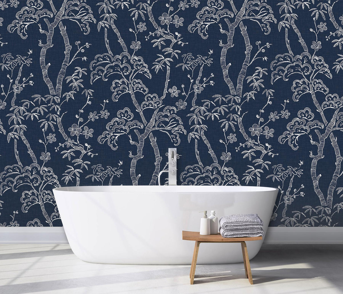 A-Street Prints Storybook Forest Denim Blue Wall Mural