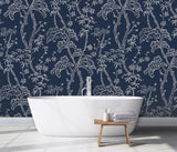 A-Street Prints Storybook Forest Denim Blue Wall Mural