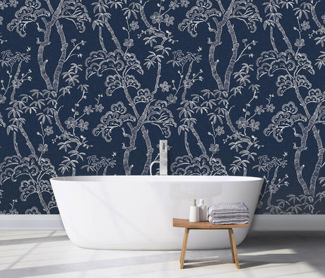 A-Street Prints Storybook Forest Denim Blue Wall Mural