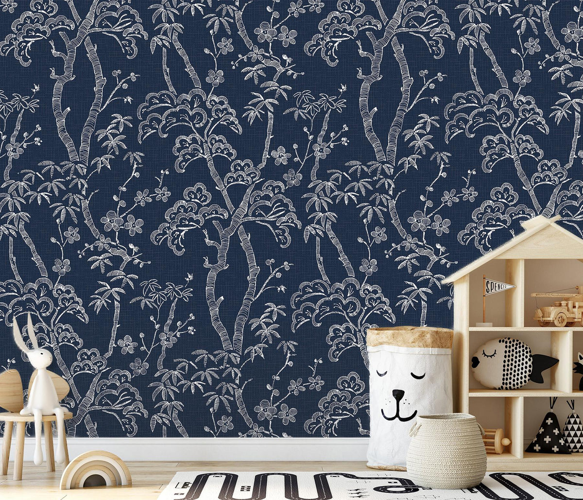 A-Street Prints Storybook Forest Denim Blue Wall Mural