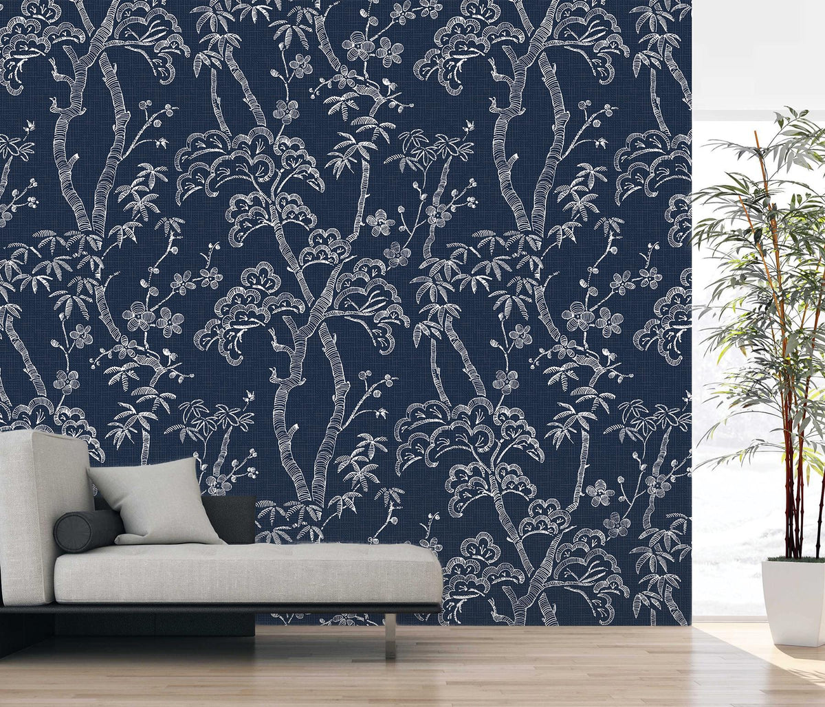 A-Street Prints Storybook Forest Denim Blue Wall Mural