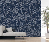 A-Street Prints Storybook Forest Denim Blue Wall Mural