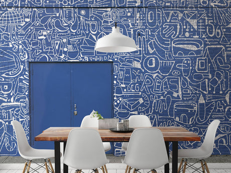 A-Street Prints Bushwick BKLYN Blue Wall Mural