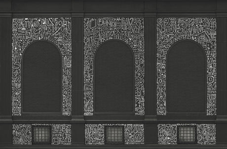 A-Street Prints BKLYN Bank Windows Black Wall Mural