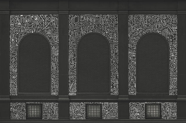 A-Street Prints BKLYN Bank Windows Black Wall Mural