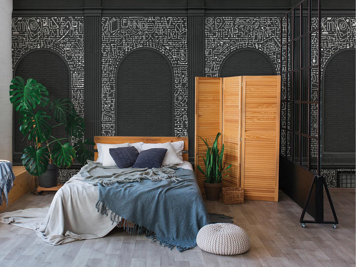 A-Street Prints BKLYN Bank Windows Black Wall Mural