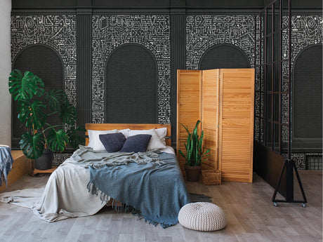 A-Street Prints BKLYN Bank Windows Black Wall Mural