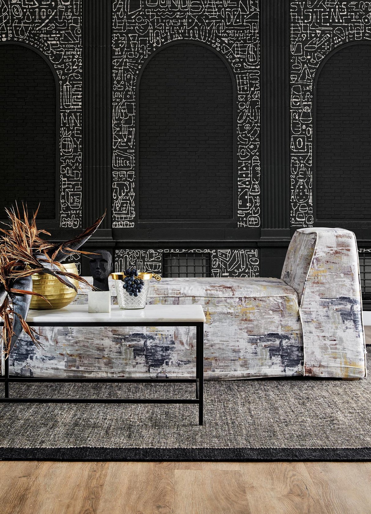 A-Street Prints BKLYN Bank Windows Black Wall Mural