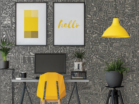 A-Street Prints BKLYN Navy Yard Grey Wall Mural