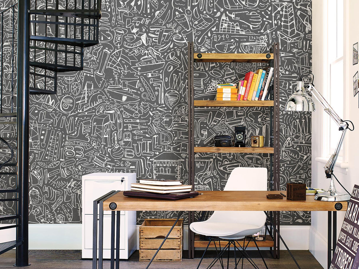 A-Street Prints BKLYN Navy Yard Grey Wall Mural