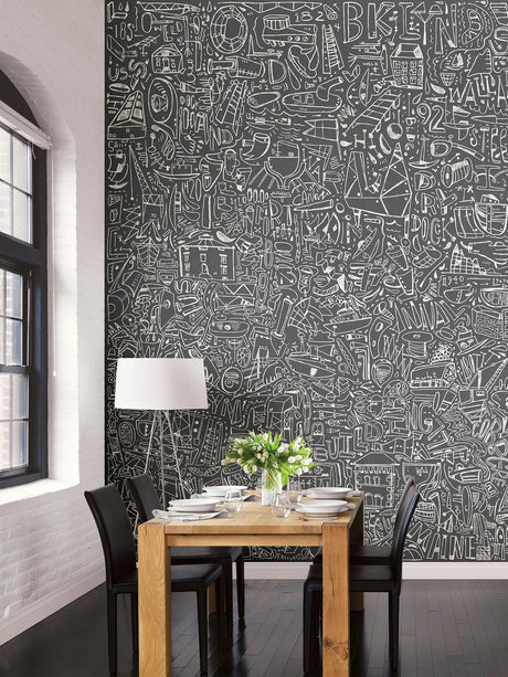 A-Street Prints BKLYN Navy Yard Grey Wall Mural