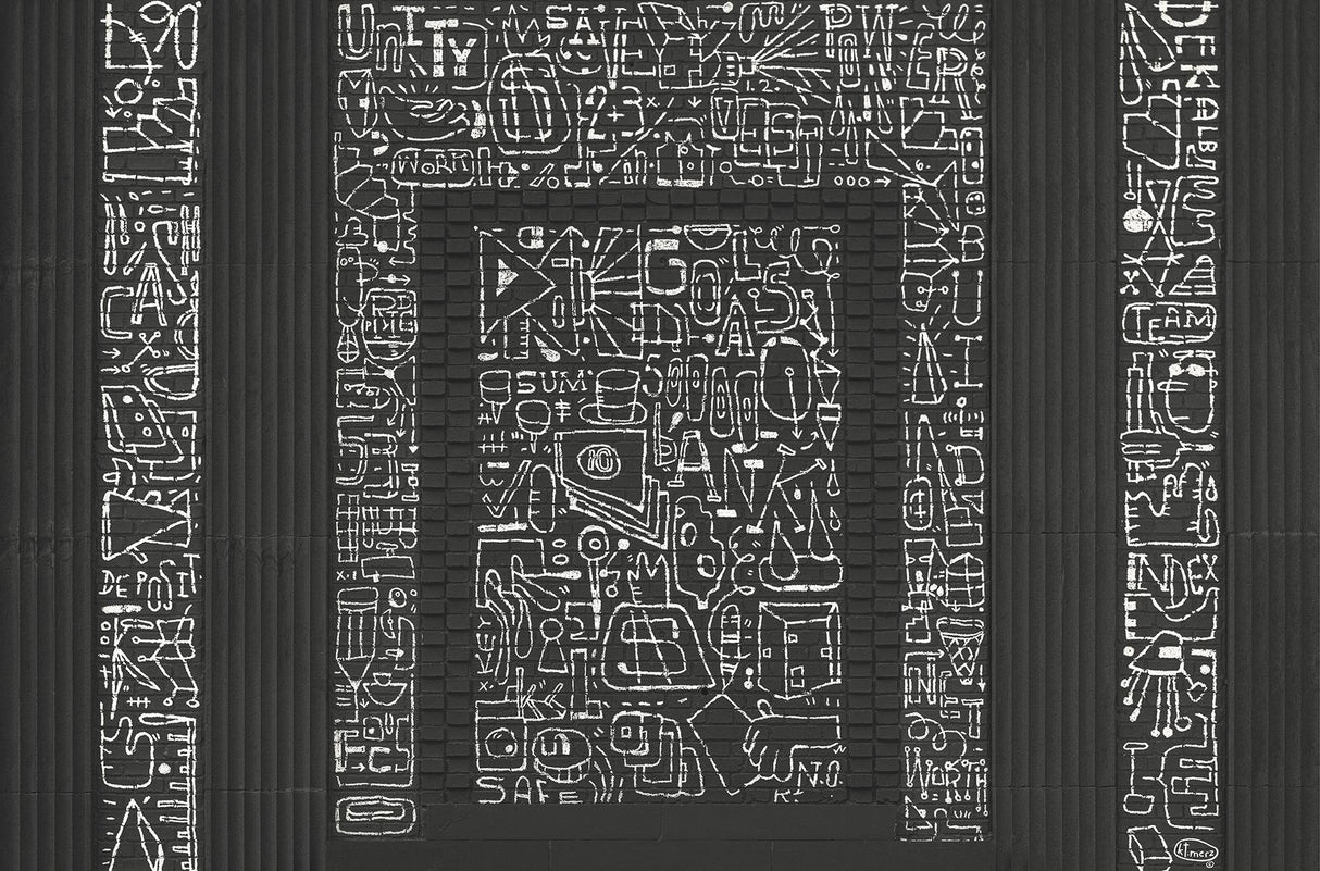 A-Street Prints BKLYN Bank Entrance Black Wall Mural