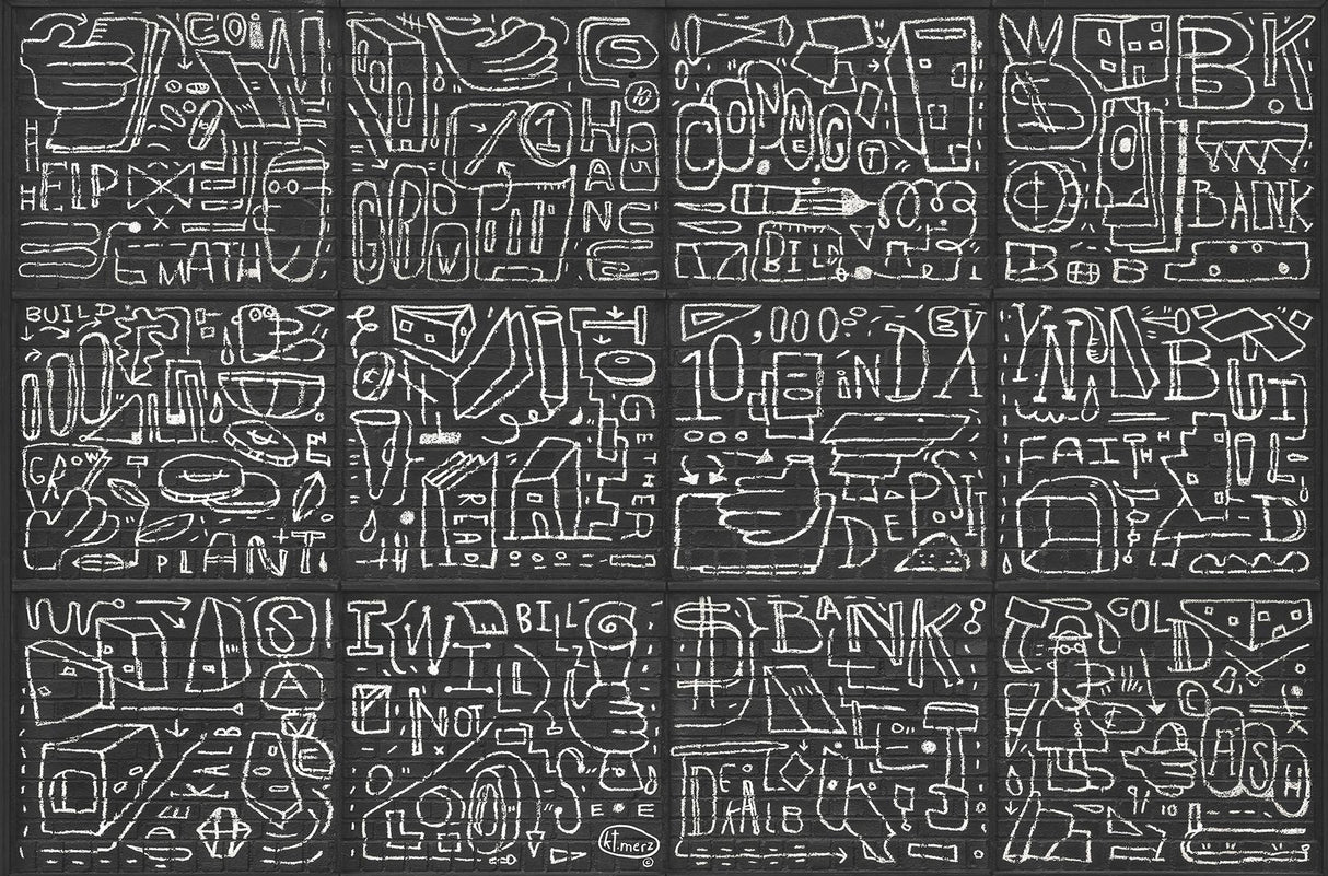 A-Street Prints BKYLN Bank Multi-Panels Black Wall Mural