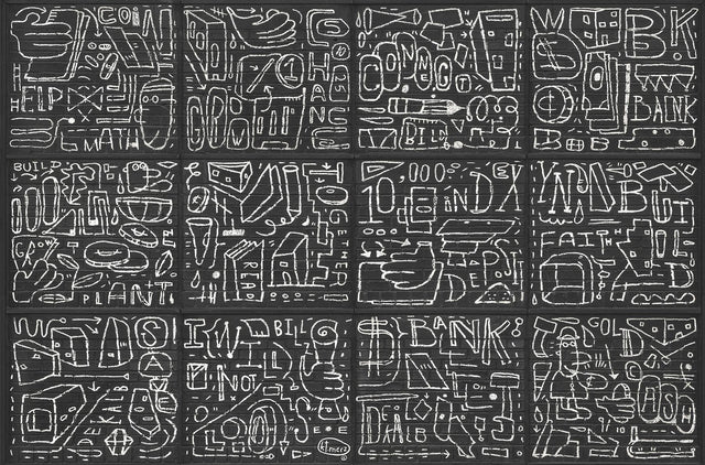 A-Street Prints BKYLN Bank Multi-Panels Black Wall Mural