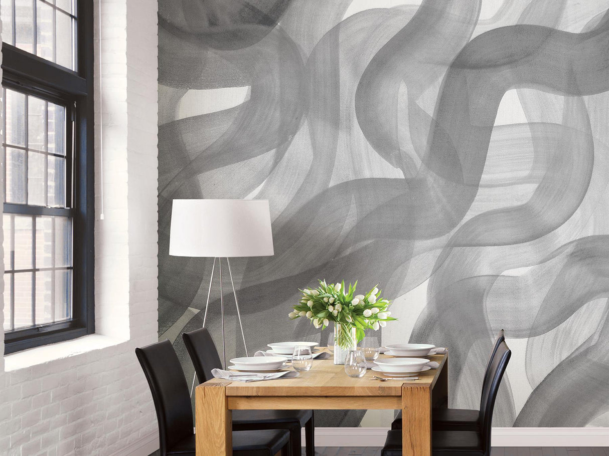 A-Street Prints Waves Grey Wall Mural