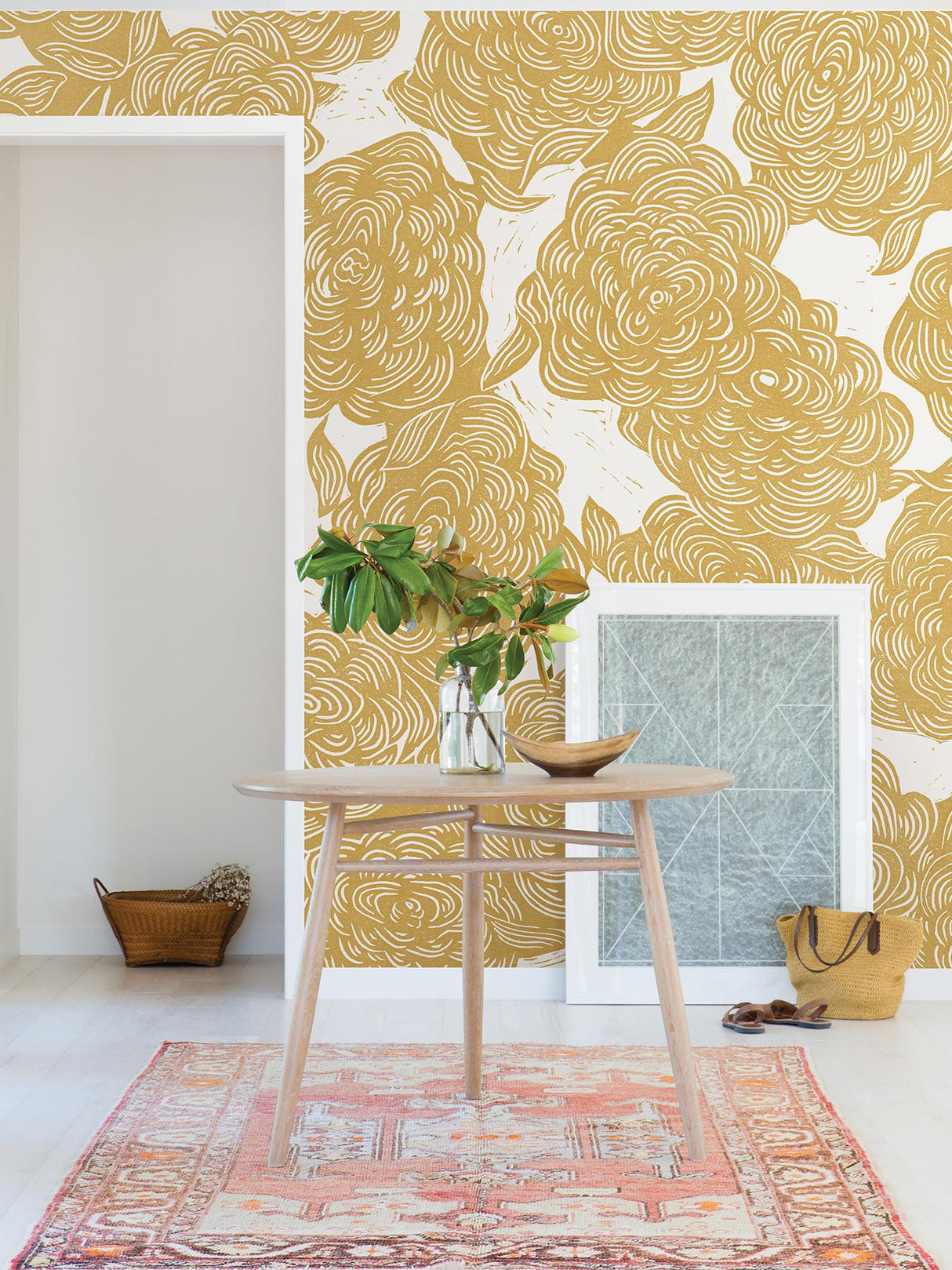 A-Street Prints Roses Ochre Wall Mural