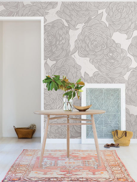 A-Street Prints Roses Grey Wall Mural