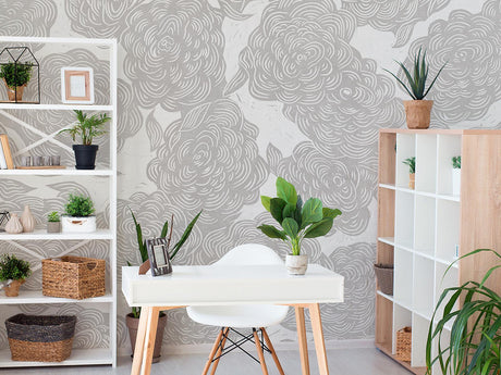 A-Street Prints Roses Grey Wall Mural