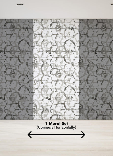 A-Street Prints Hex-A-Gone Dove Grey Wall Mural