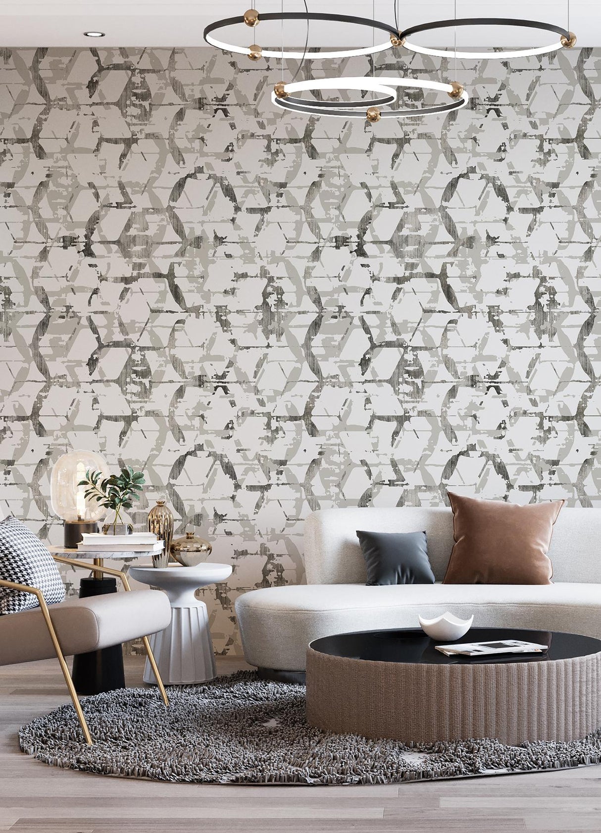 A-Street Prints Hex-A-Gone Dove Grey Wall Mural