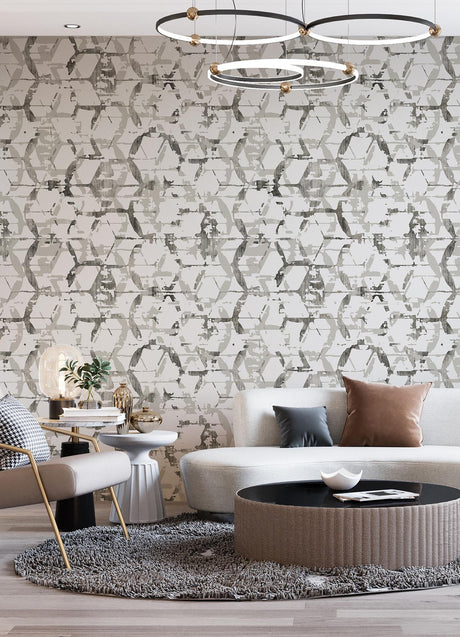 A-Street Prints Hex-A-Gone Dove Grey Wall Mural