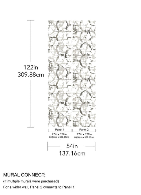 A-Street Prints Hex-A-Gone Dove Grey Wall Mural