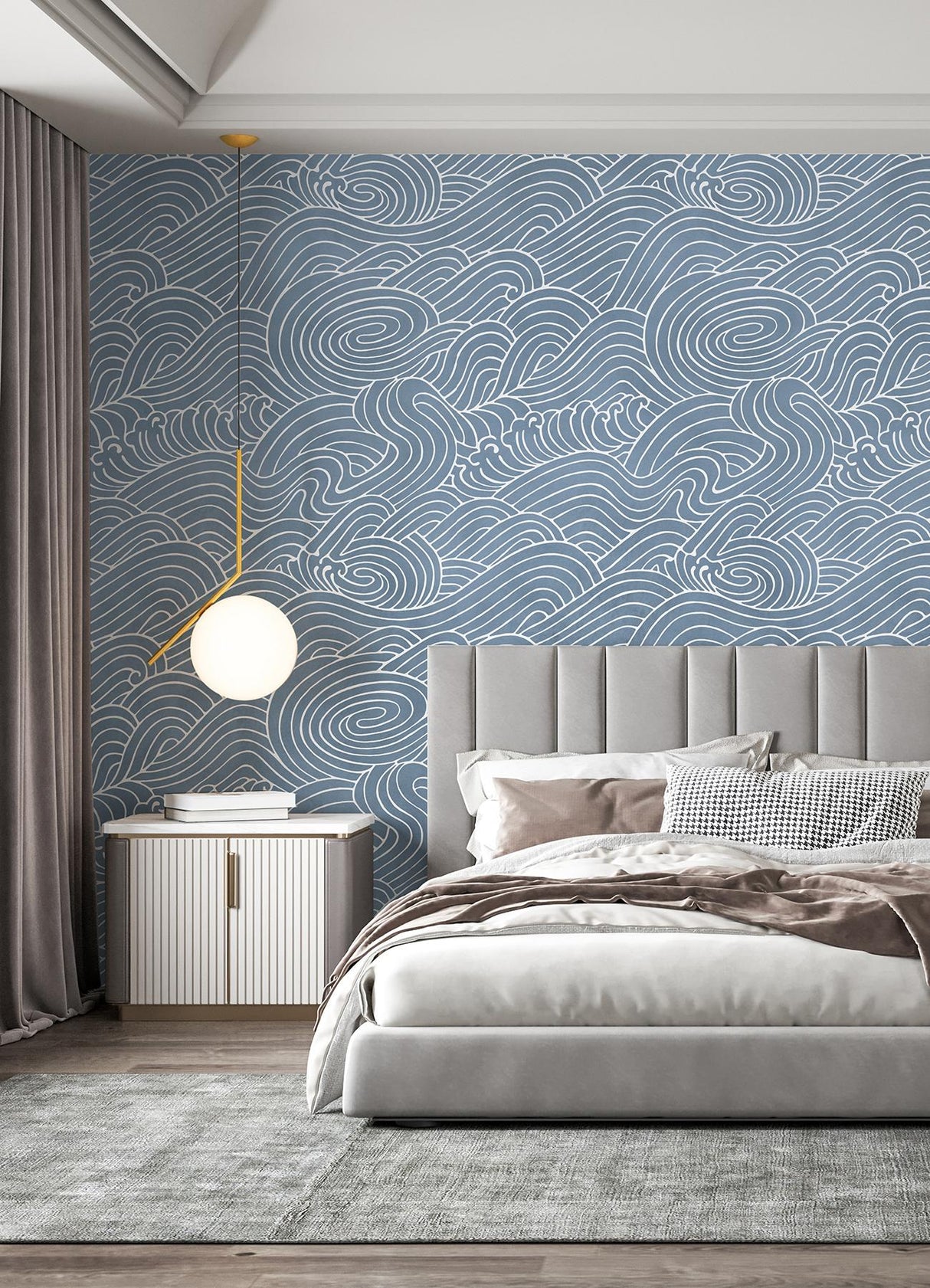 A-Street Prints Waves Ocean Blue Wall Mural