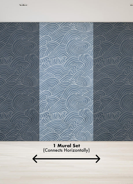 A-Street Prints Waves Ocean Blue Wall Mural