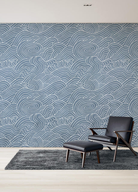 A-Street Prints Waves Ocean Blue Wall Mural