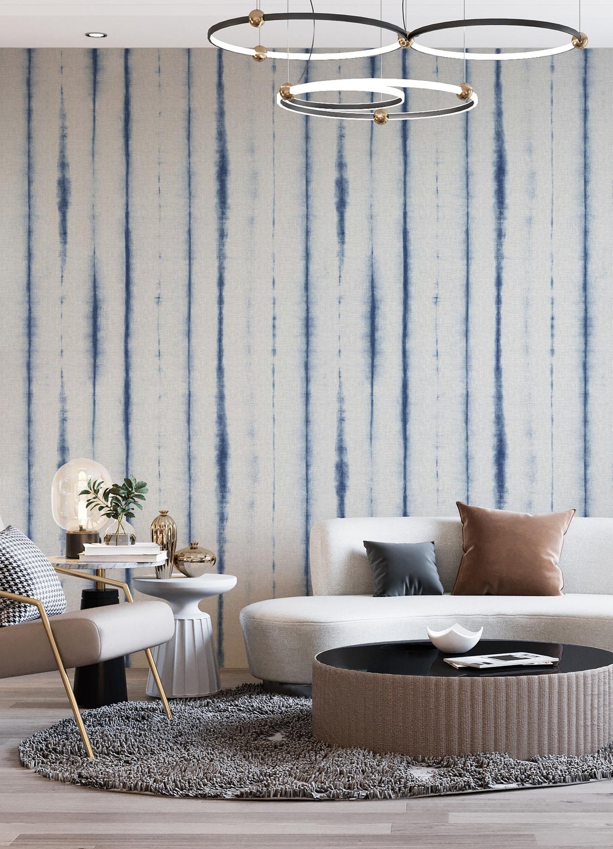 A-Street Prints Hello Shibori Denim Blue Wall Mural