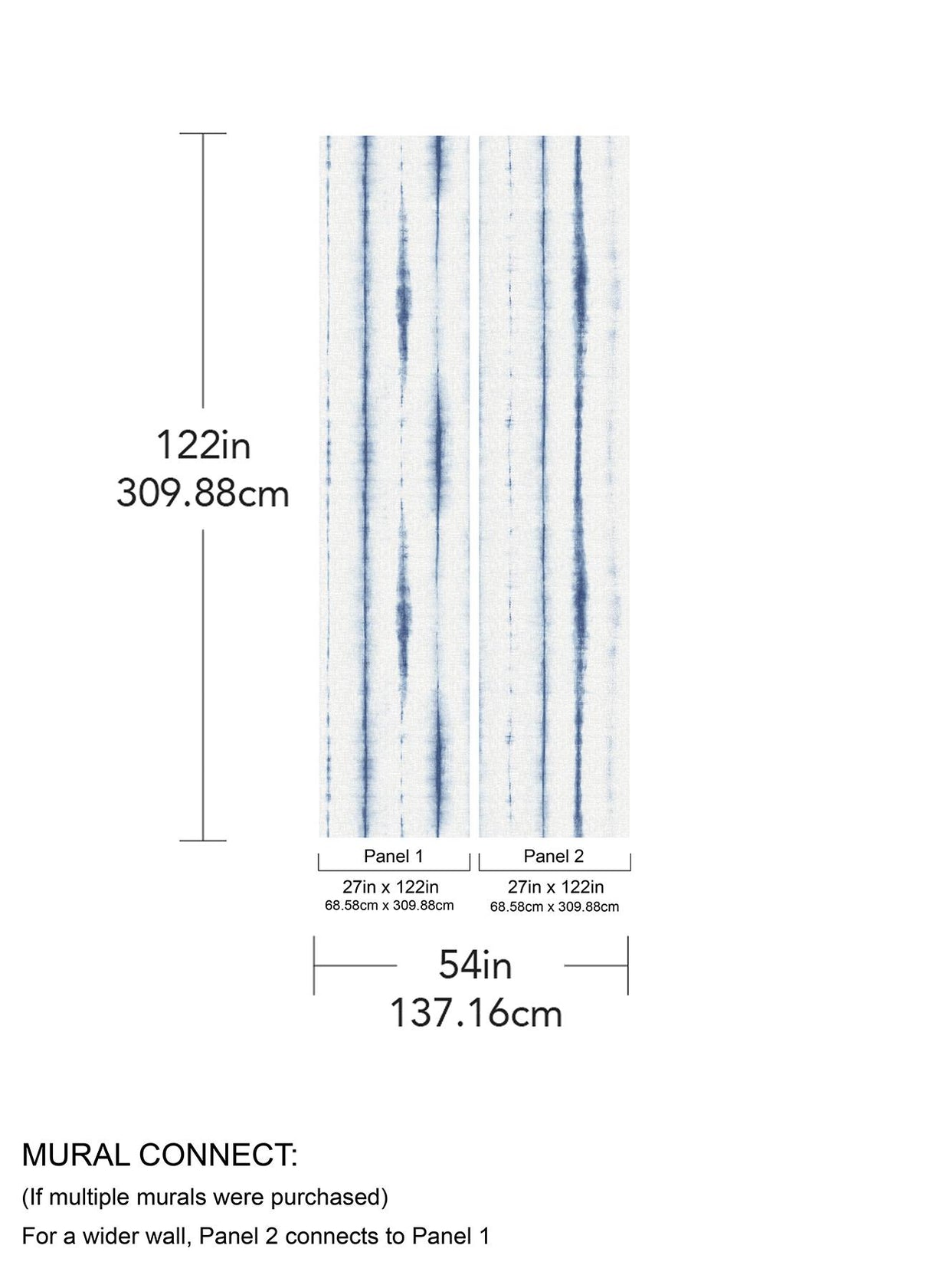 A-Street Prints Hello Shibori Denim Blue Wall Mural