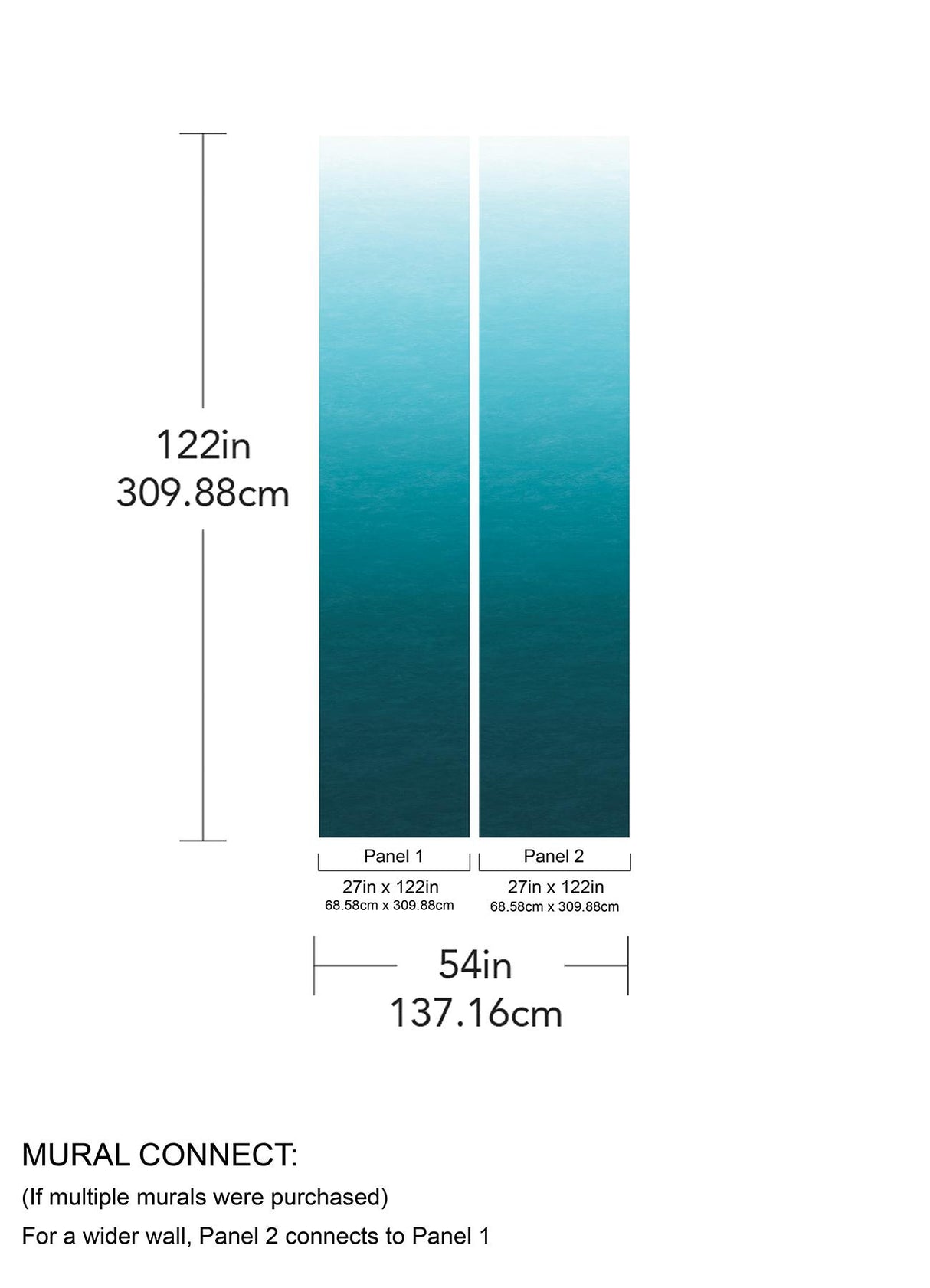 A-Street Prints Caribbean Sea Teal Blue Ombre Wall Mural