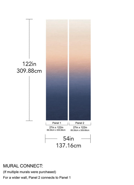 A-Street Prints Sunrise Orange & Blue Ombre Wall Mural