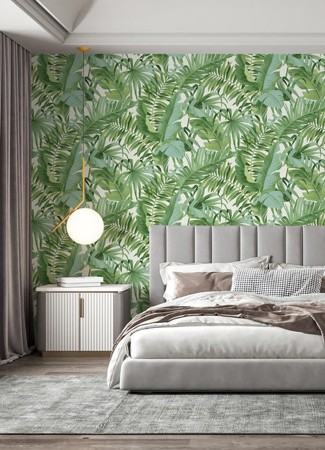 A-Street Prints Tropical Palm Leaf Green Wall Mural