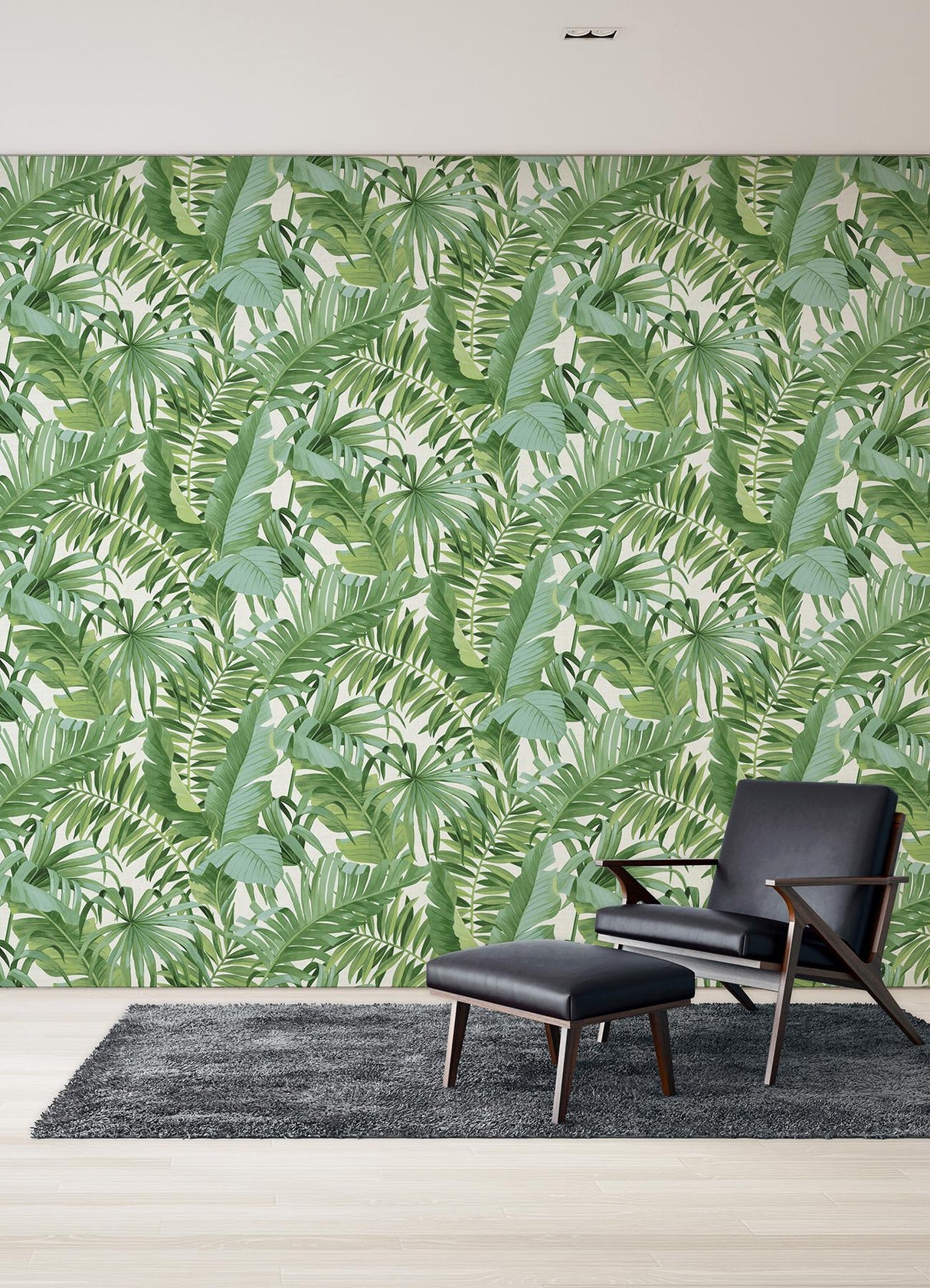 A-Street Prints Tropical Palm Leaf Green Wall Mural