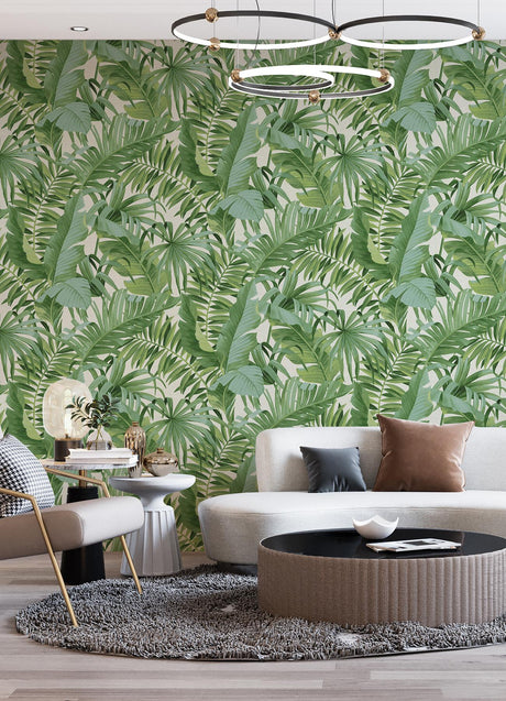 A-Street Prints Tropical Palm Leaf Green Wall Mural