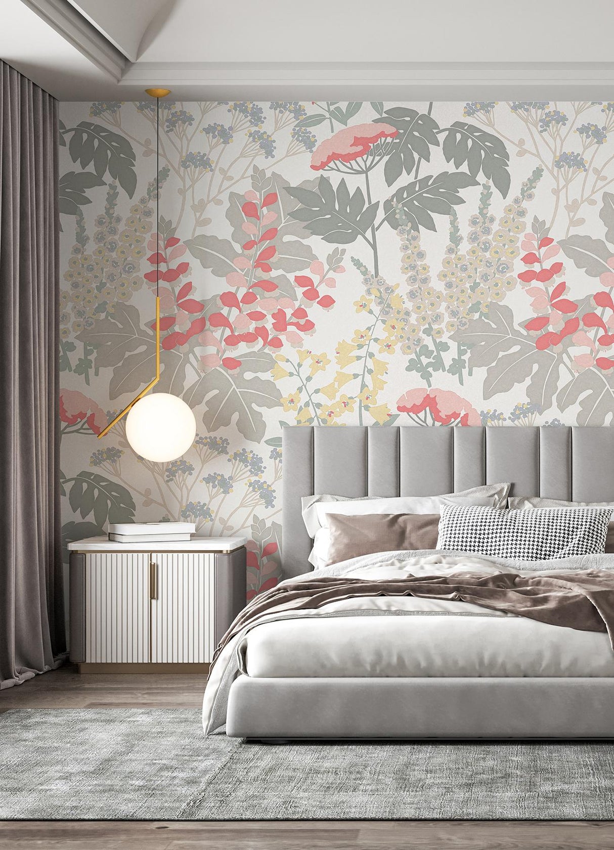 A-Street Prints Pink Paradise Pink & Dove Grey Wall Mural