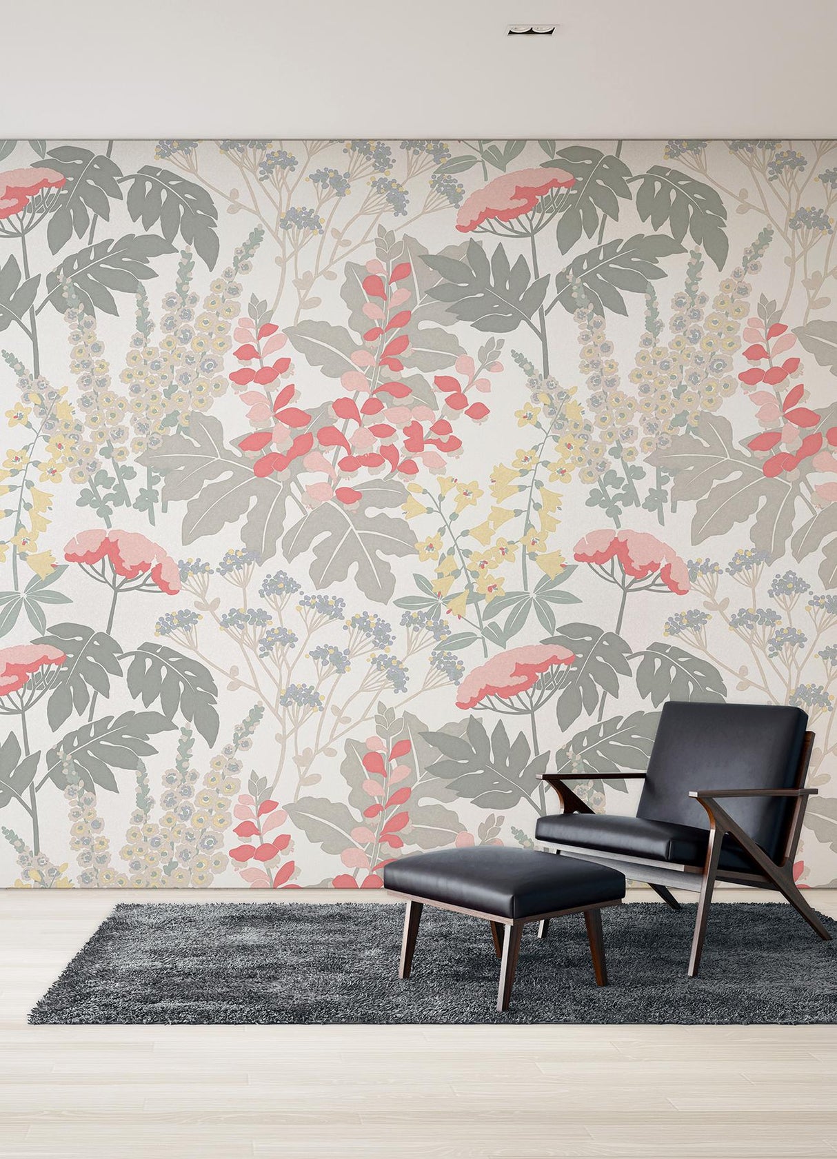 A-Street Prints Pink Paradise Pink & Dove Grey Wall Mural