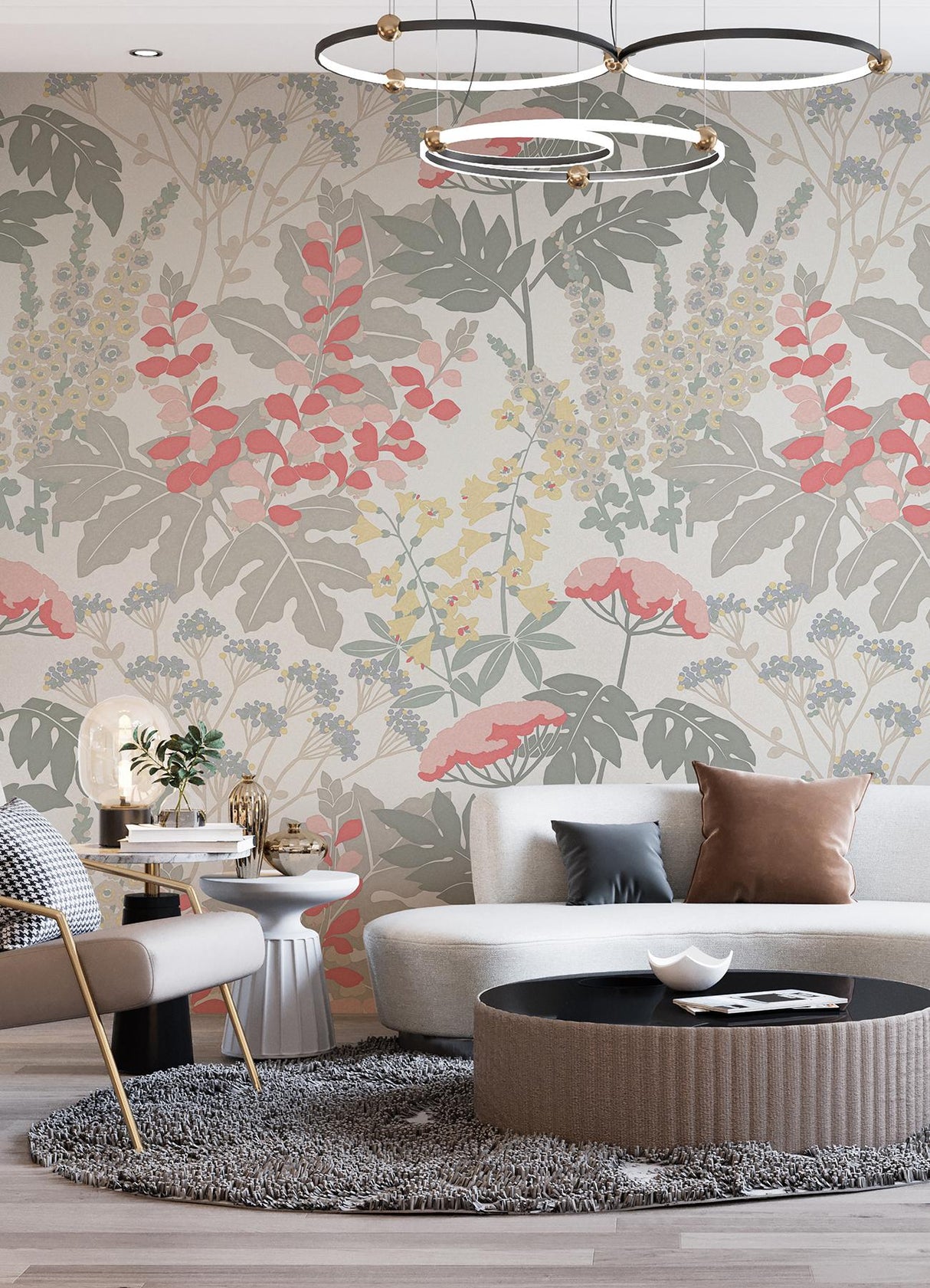 A-Street Prints Pink Paradise Pink & Dove Grey Wall Mural