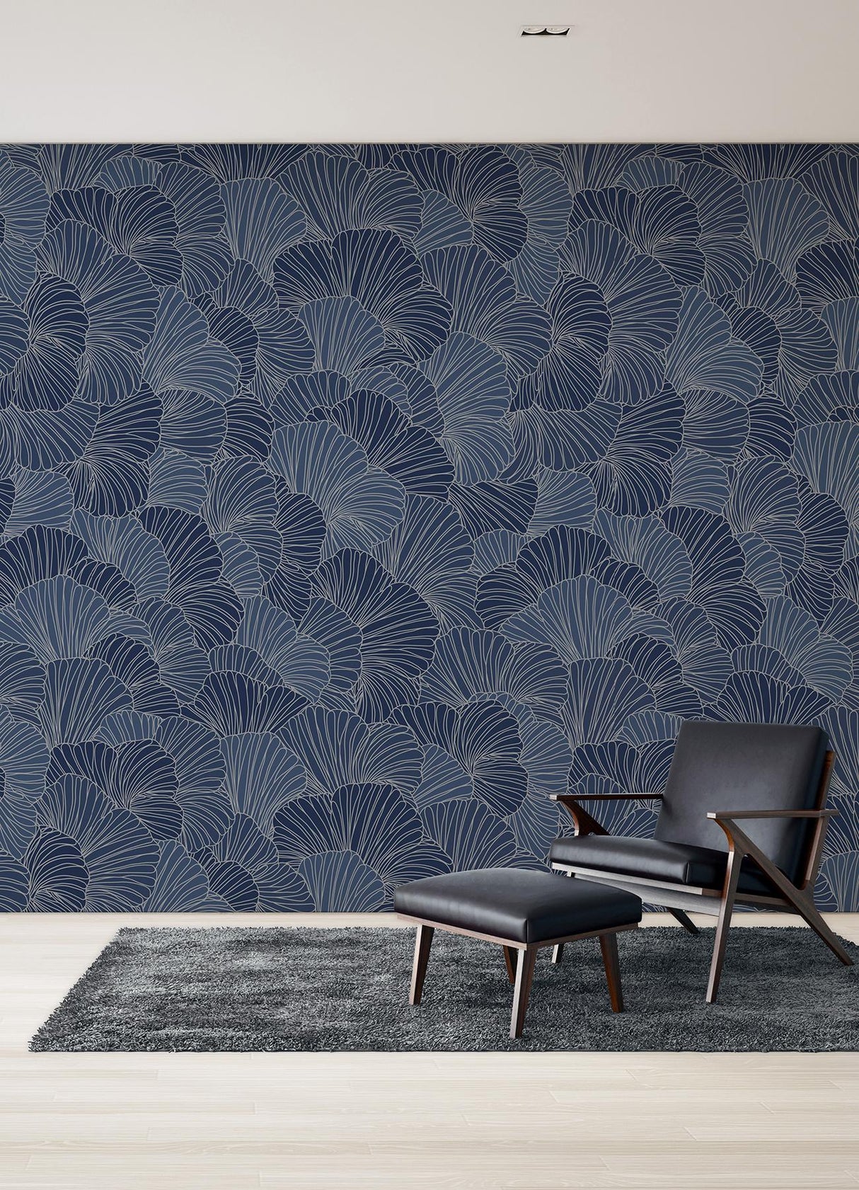 A-Street Prints Petals Royal Blue Wall Mural
