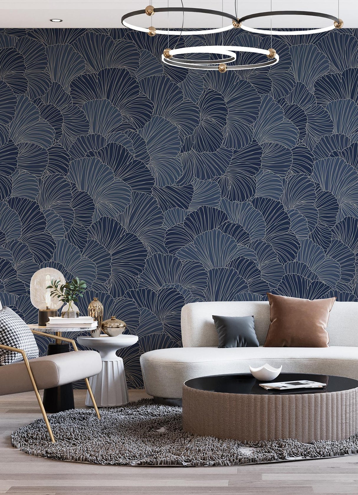 A-Street Prints Petals Royal Blue Wall Mural