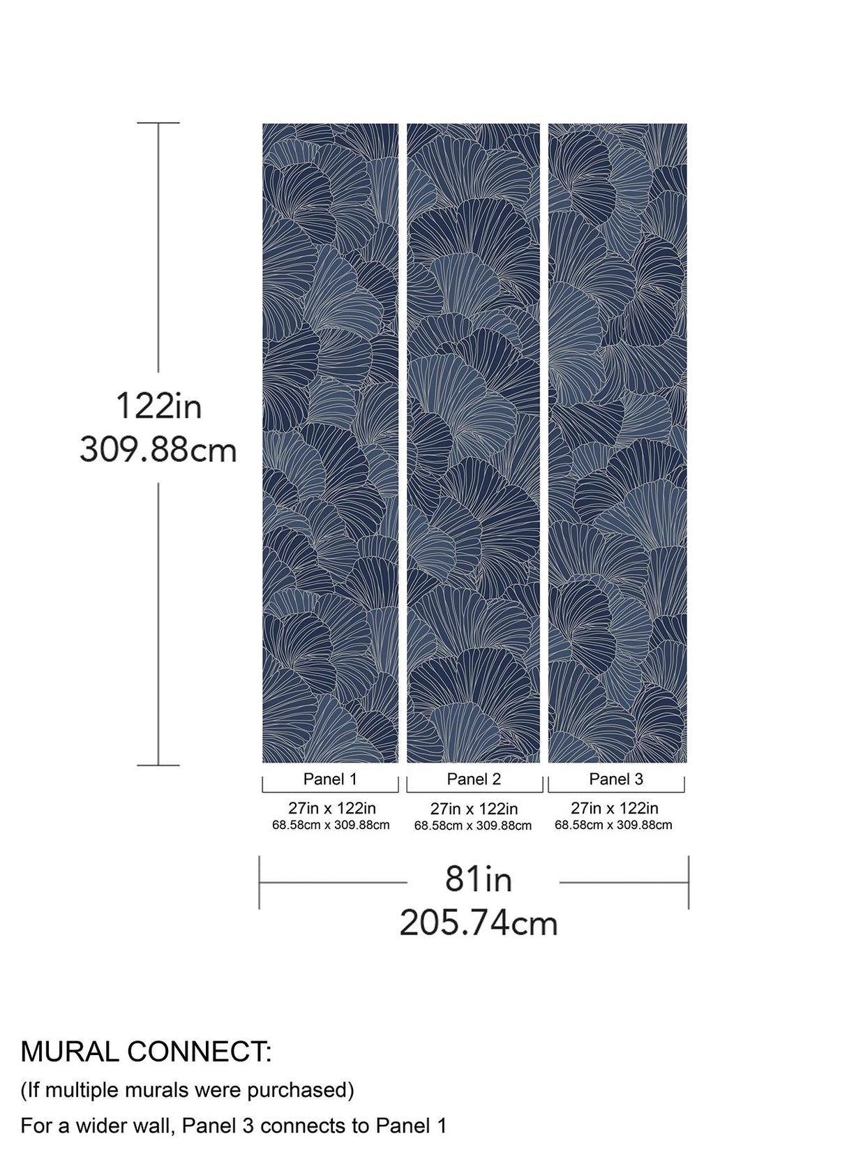 A-Street Prints Petals Royal Blue Wall Mural