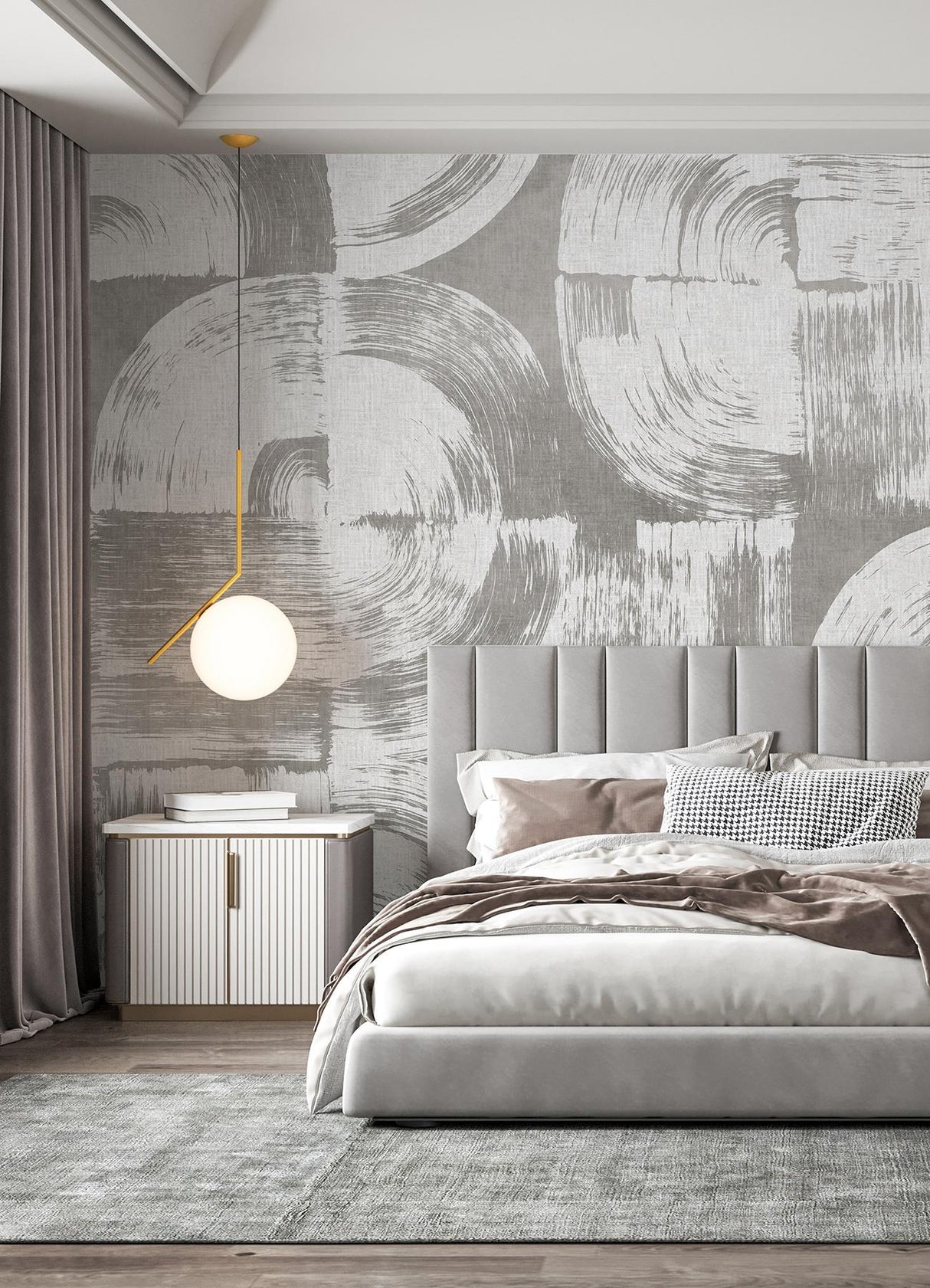 A-Street Prints Brushstrokes Dove Grey Wall Mural
