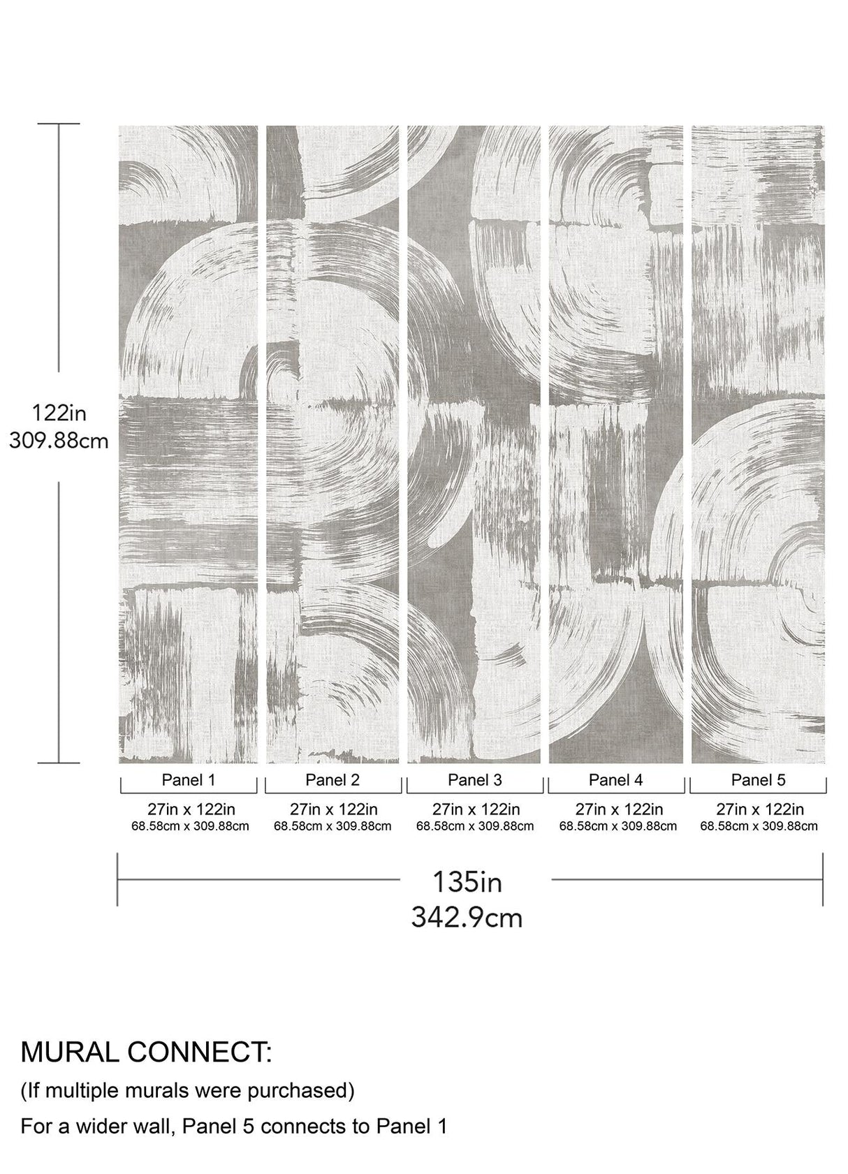 A-Street Prints Brushstrokes Dove Grey Wall Mural