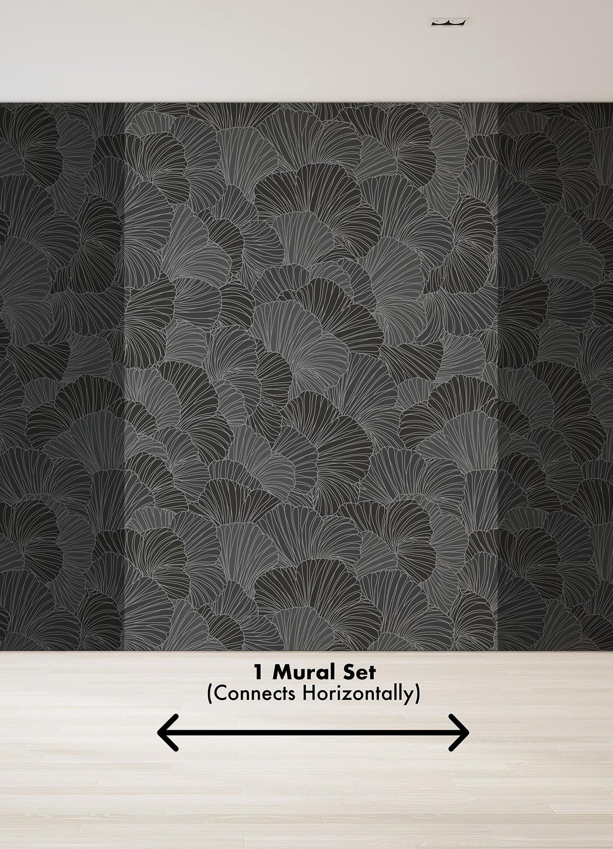 A-Street Prints Petals Charcoal Grey Wall Mural