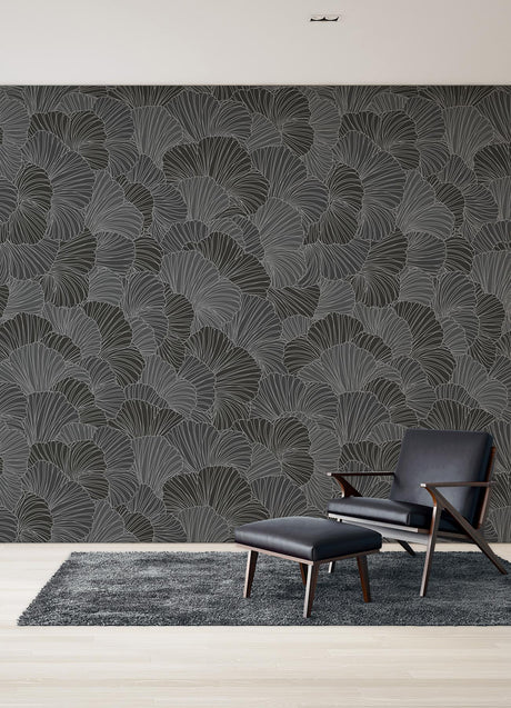 A-Street Prints Petals Charcoal Grey Wall Mural