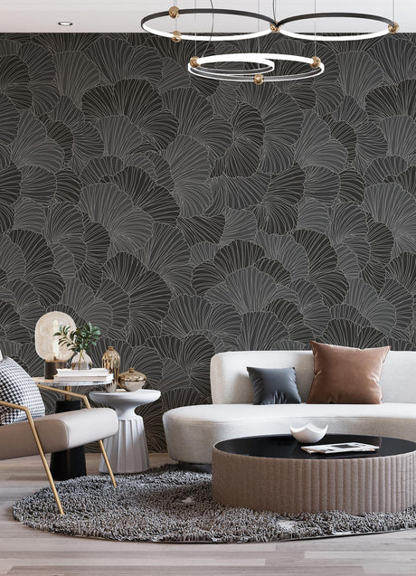 A-Street Prints Petals Charcoal Grey Wall Mural