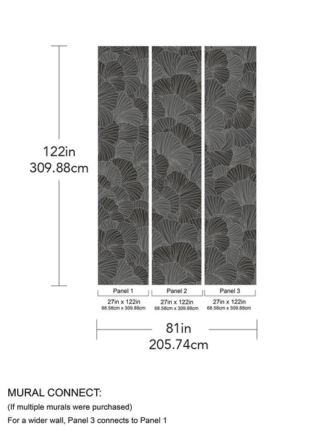 A-Street Prints Petals Charcoal Grey Wall Mural