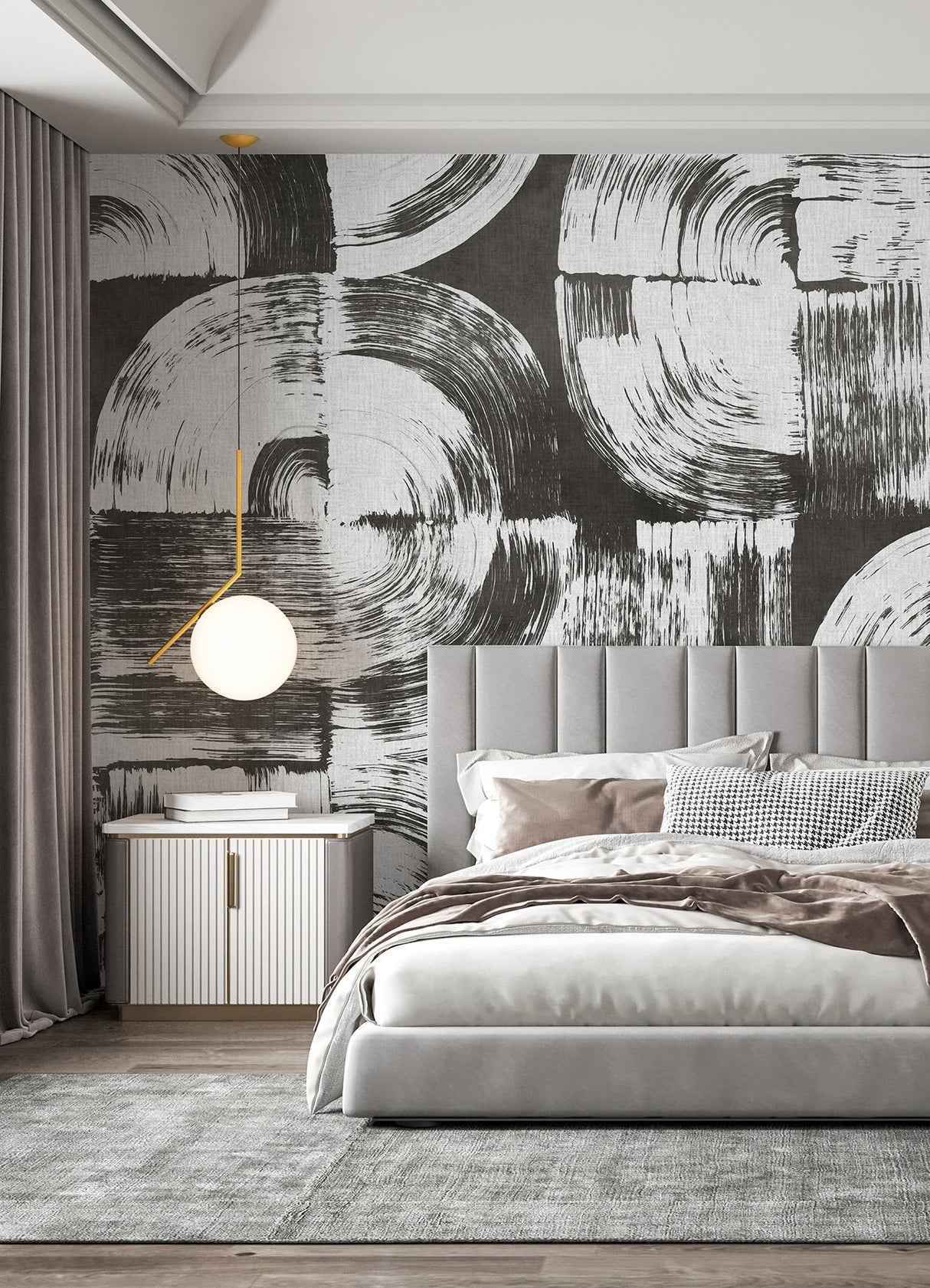A-Street Prints Brushstrokes Charcoal Grey Wall Mural